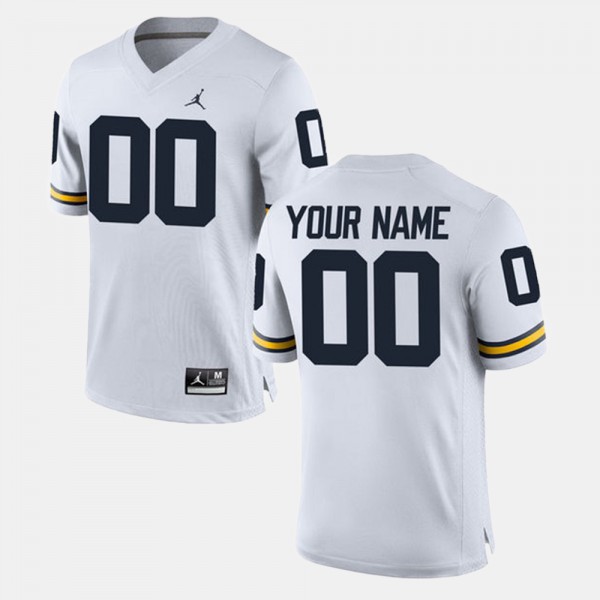 University of Michigan #00 Men's Customized Jerseys White Official College Limited Football